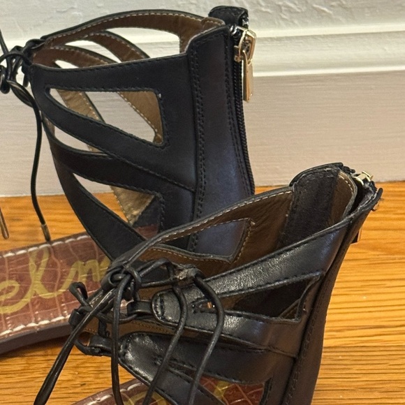 Sam Edelman Black Lace-Up Sandals German Gladiator Size 9 Leather Vacation Shoes - Picture 6 of 9